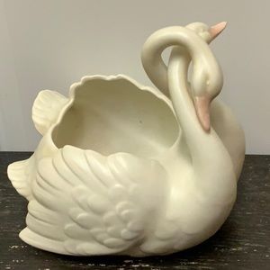 Vintage Fitz &Floyd Porcelain Double Swan Planter
